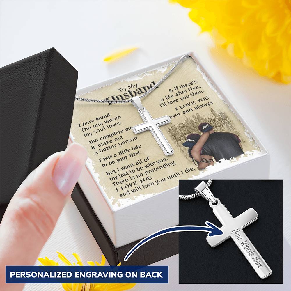 For Husband - You Complete Me - Cross Customize Engraved Cross Necklace