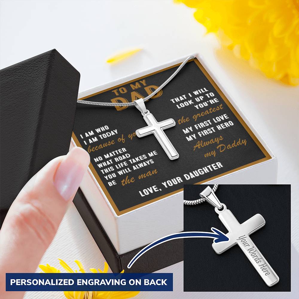 For Dad - My First Hero - Cross Customize Engraved Cross Necklace
