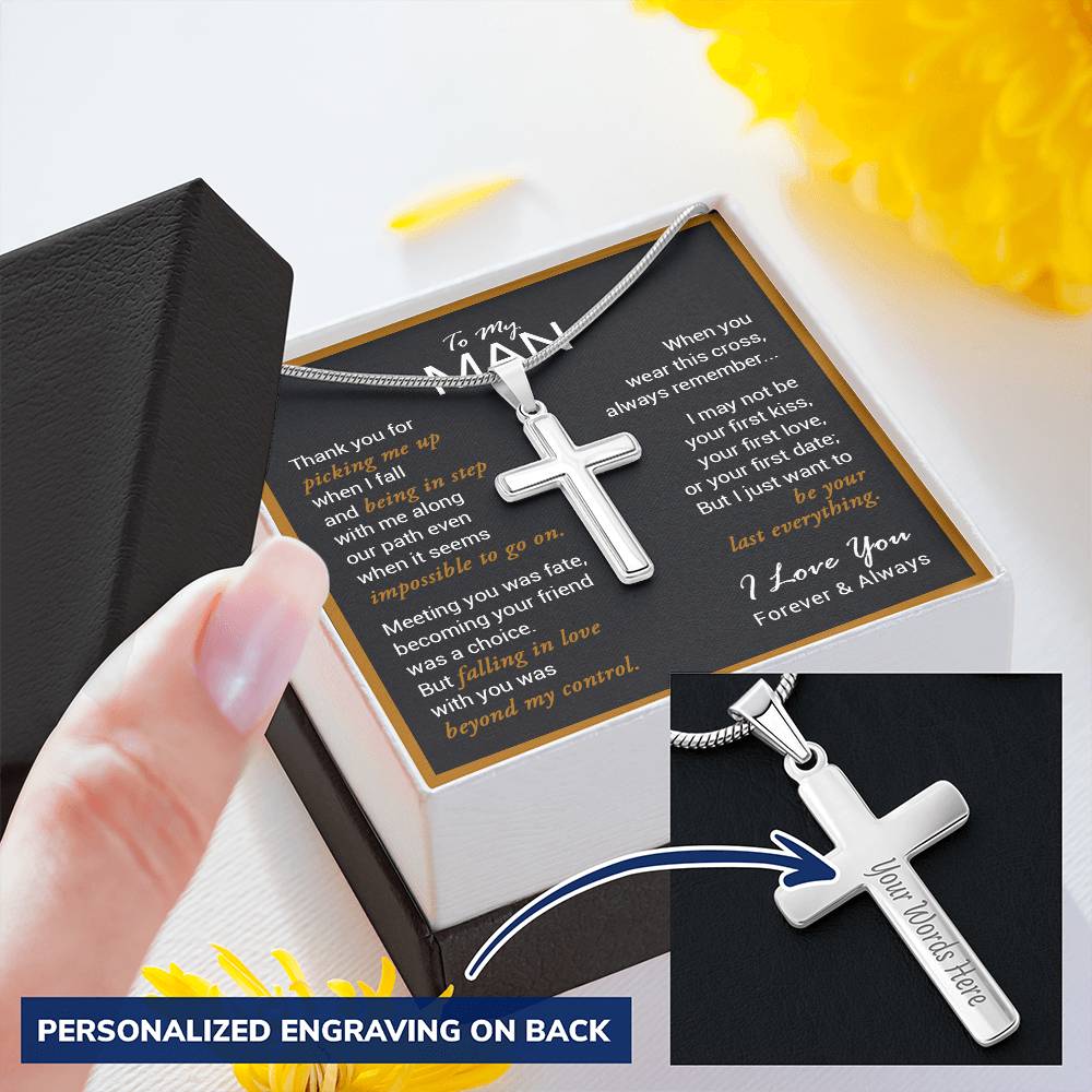 For Your Man - Last Everything 1 - Cross Customize Engraved Cross Necklace
