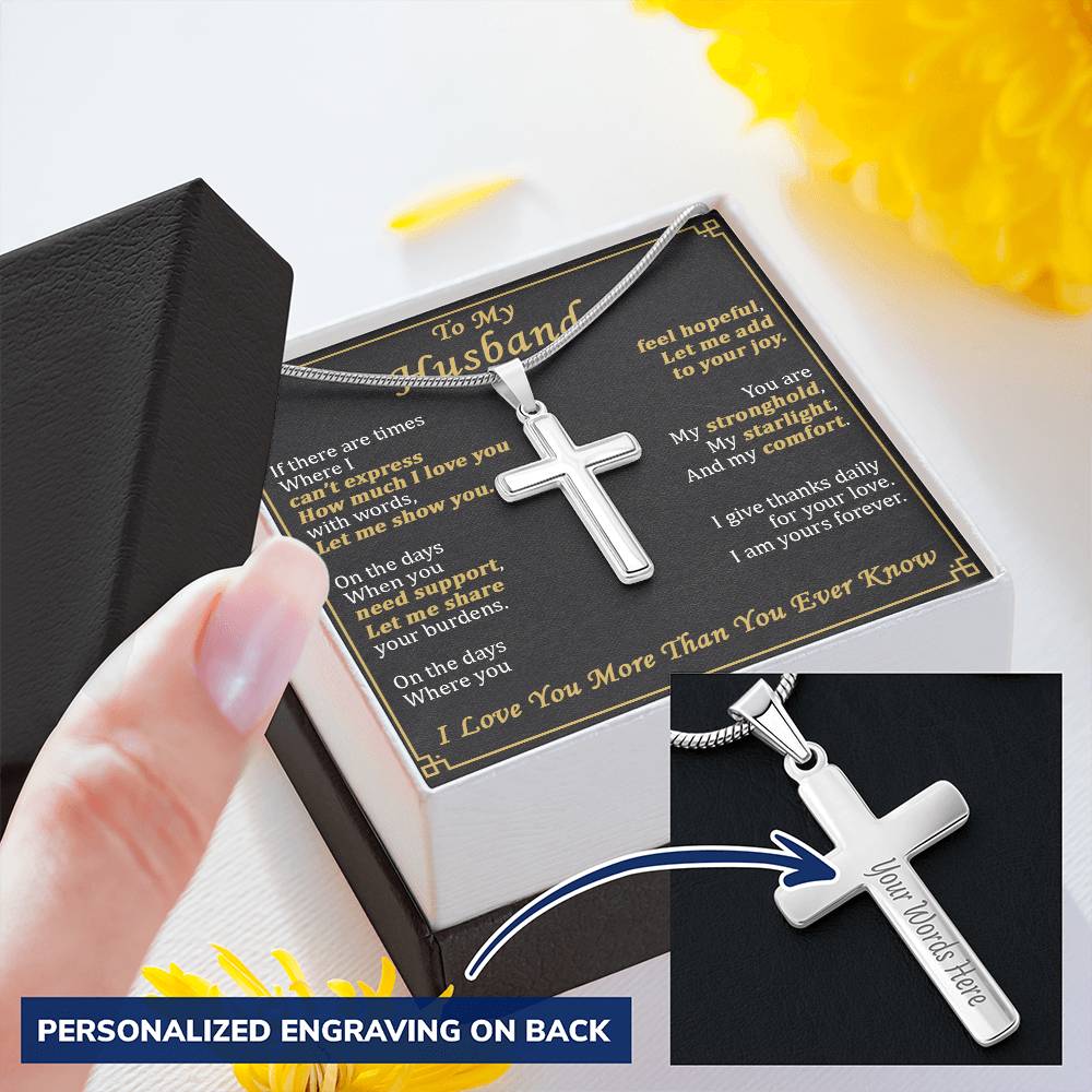 For Husband - My Stronghold - Cross Customize Engraved Cross Necklace