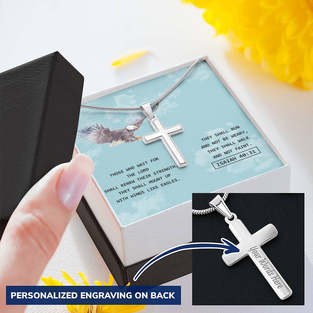 Eagle Cross - Isaiah 4031 Customize Engraved Cross Necklace