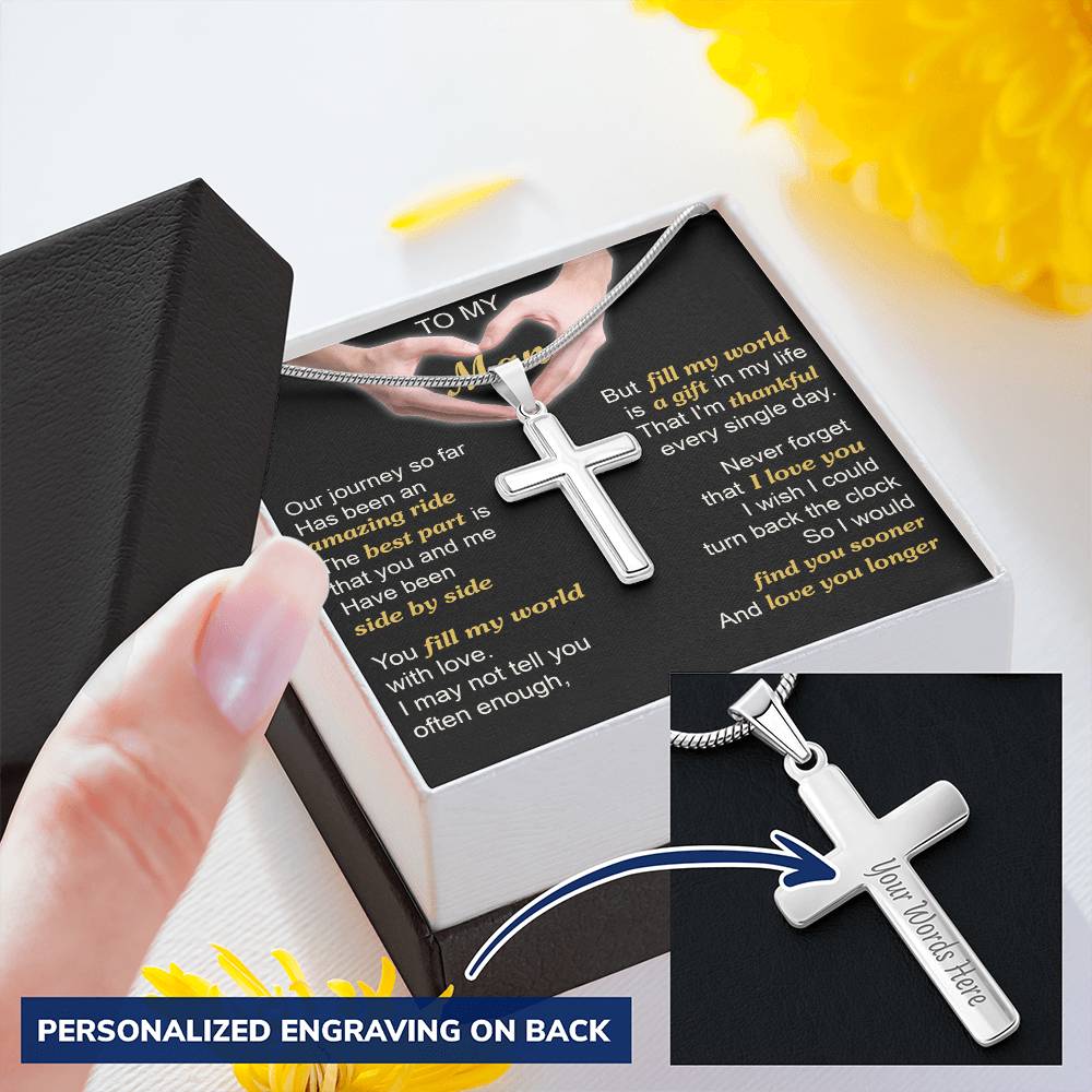 For Your Man - Best Part - Cross Customize Engraved Cross Necklace