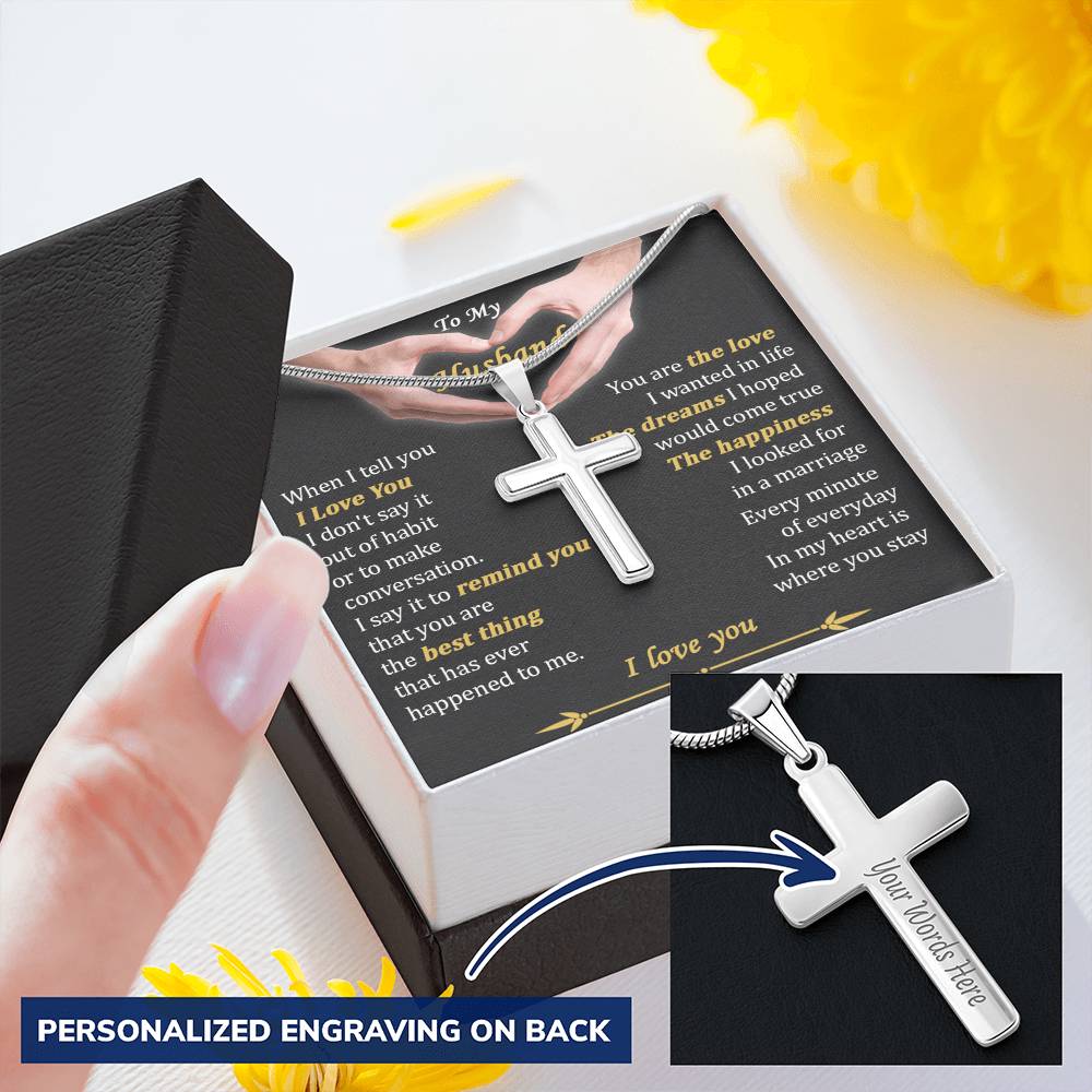 For Husband - The Best Thing To Me - Cross Customize Engraved Cross Necklace