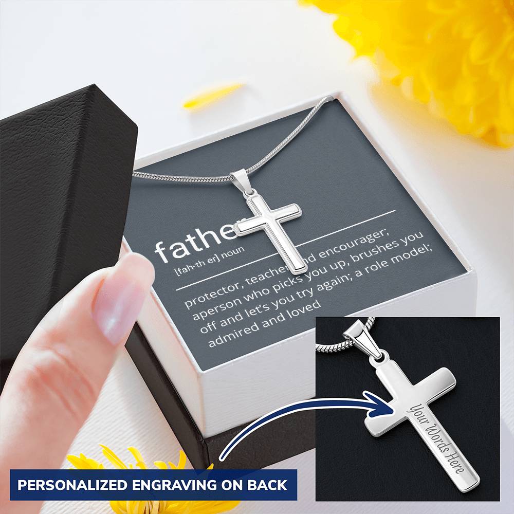 Cross Necklace For Dad Gift For Dad Customize Engraved Cross Necklace