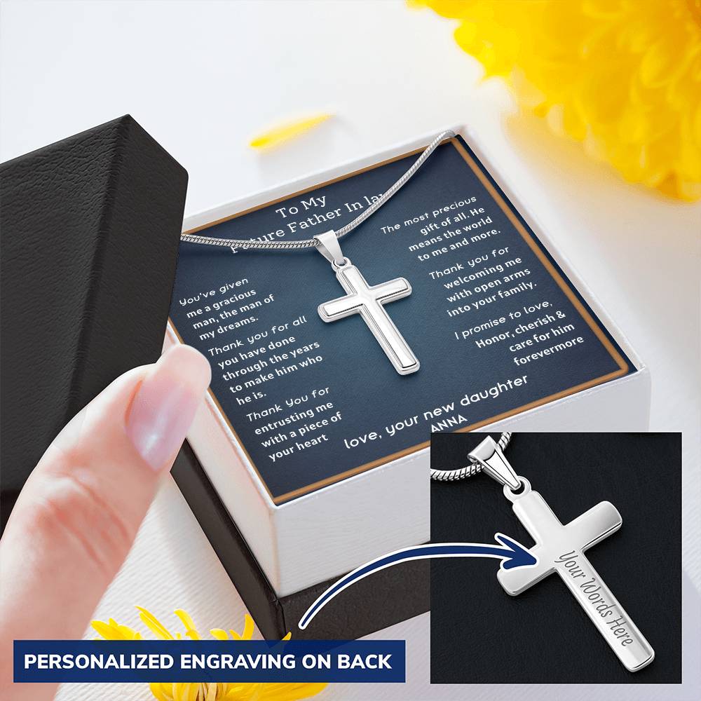 Future Father In Law-Gracious Man Customize Engraved Cross Necklace