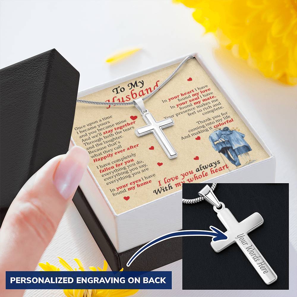 For Husband - You Became Mine - Cross Customize Engraved Cross Necklace