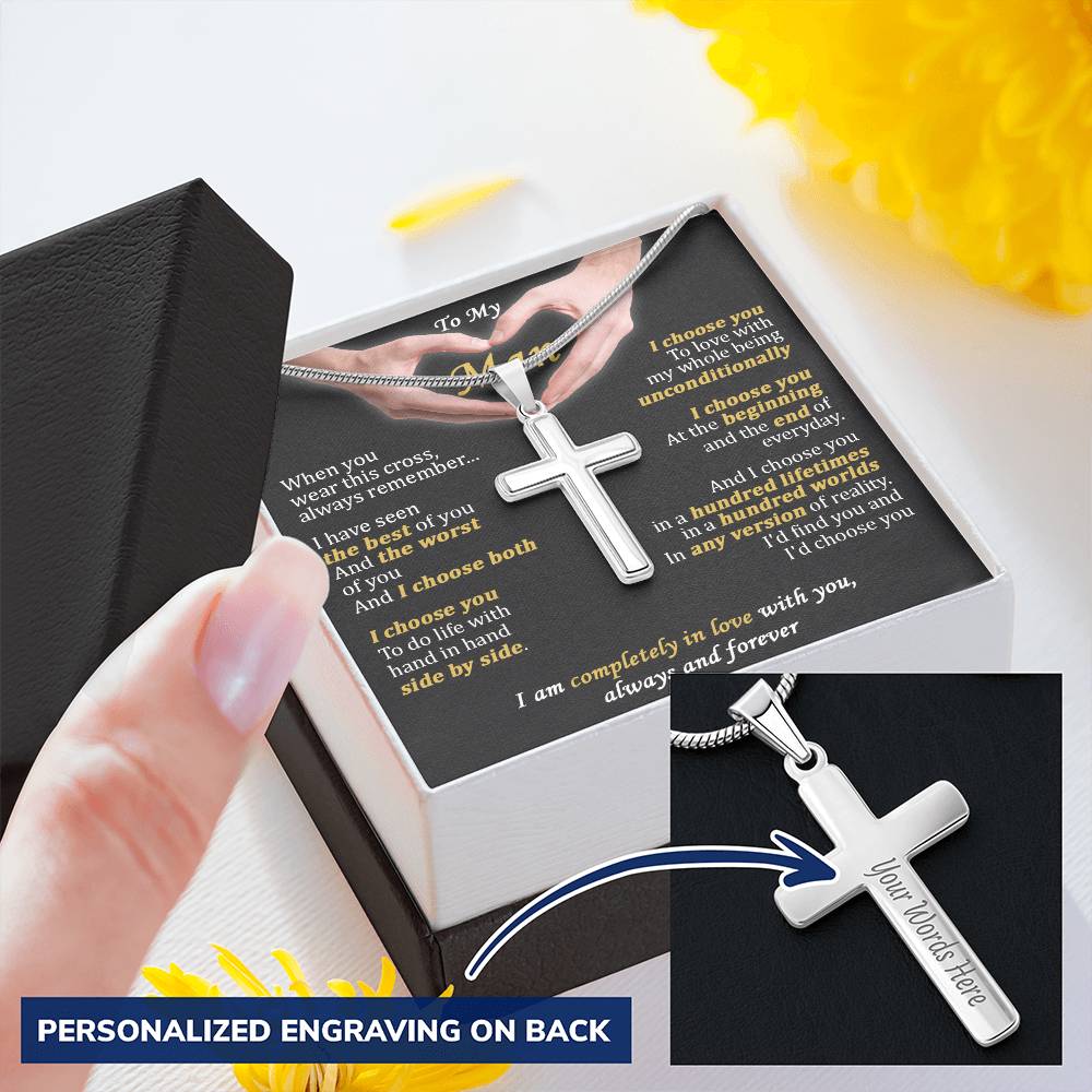 For Your Man - The Best Of You - Cross 1 Customize Engraved Cross Necklace
