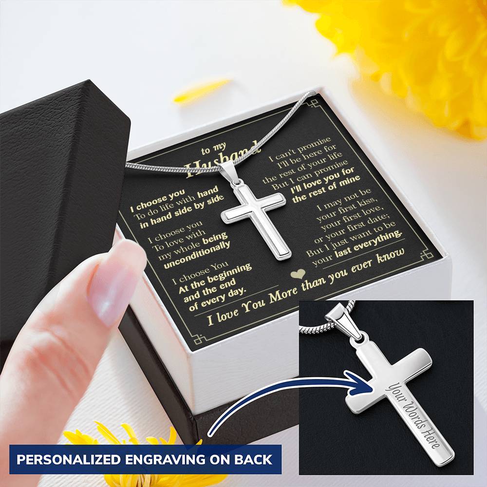 For Husband - Everyday - Cross Customize Engraved Cross Necklace