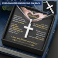 For Husband - I Am On Your Side - Cross Customize Engraved Cross Necklace