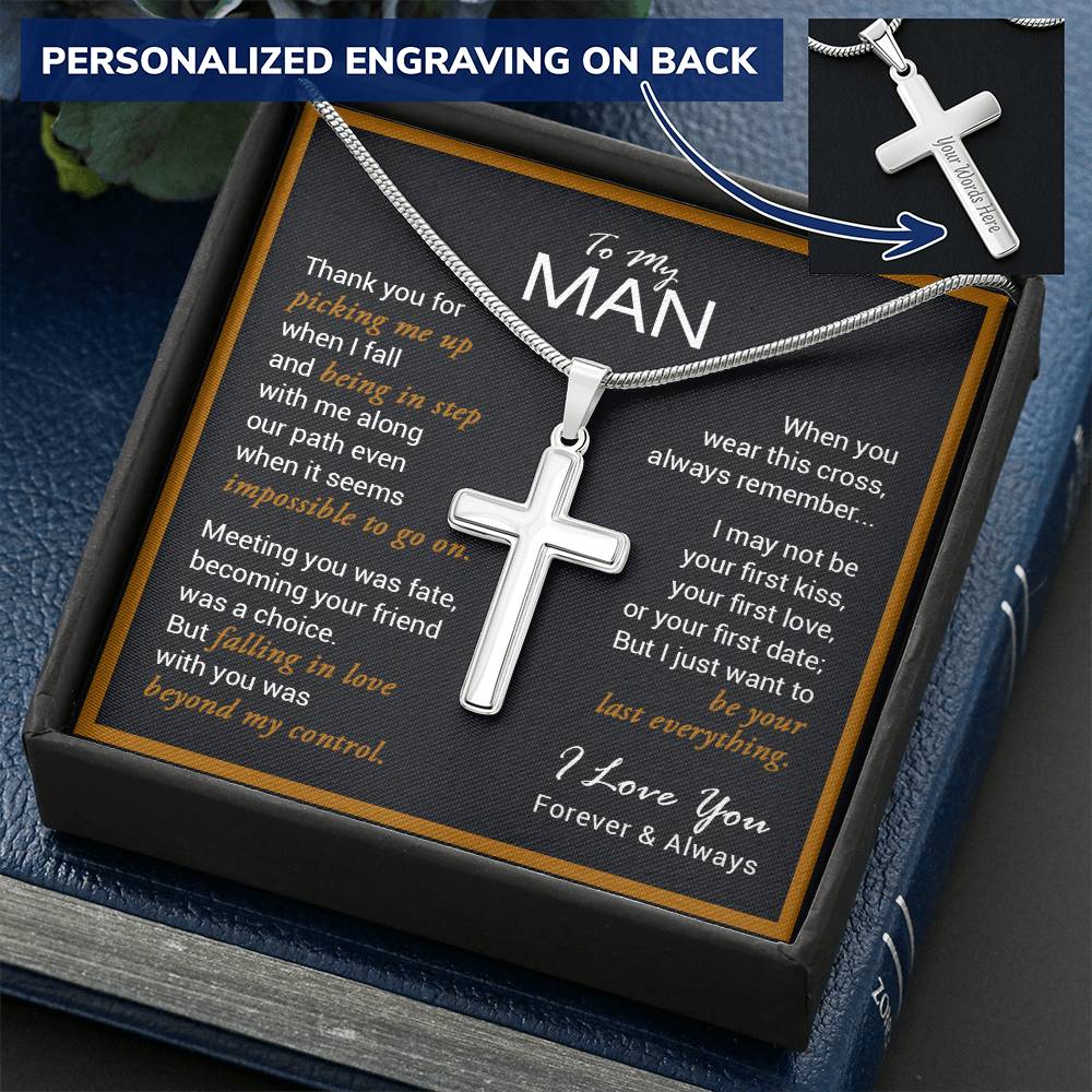 For Your Man - Last Everything 1 - Cross Customize Engraved Cross Necklace