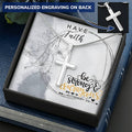 Dad To Son Gifts - Be Strong & Courageous Customize Engraved Cross Necklace