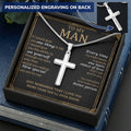 For Your Man - You Make Me A Better Person - Cross Customize Engraved Cross Necklace