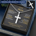 For Your Man - I Want You - Cross Customize Engraved Cross Necklace