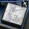 Dad To Son Gifts Cross Necklace Chain Bible Verse - Be Still & Know Customize Engraved Cross Necklace