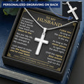 For Husband - Blue Oceans - Cross Customize Engraved Cross Necklace