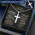 For Your Man - Always Be By My Side 1 - Cross Customize Engraved Cross Necklace