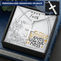 Dad To Son Gifts Cross Necklace Chain Bible Verse - Jesus Loves This Hot Mess Customize Engraved Cross Necklace