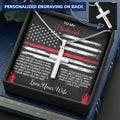 Firefighter Cross Necklace From Wife - Firefighter Birthday Gift Customize Engraved Cross Necklace