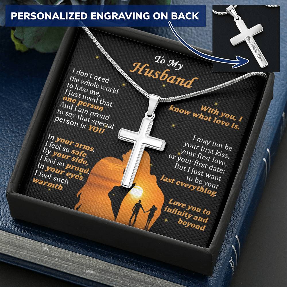 For Husband - What Love Is - Cross Customize Engraved Cross Necklace
