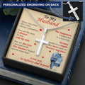For Husband - Live Side By Side - Cross Customize Engraved Cross Necklace