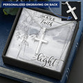Dad To Son Gifts Cross Necklace Chain Bible Verse - Be The Light Customize Engraved Cross Necklace