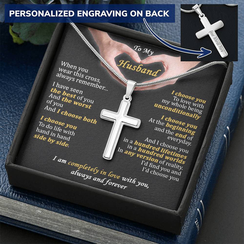For Husband - The Best Of You - Cross 1 Customize Engraved Cross Necklace