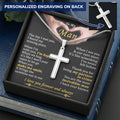 For Your Man - When We Hug - Cross Customize Engraved Cross Necklace