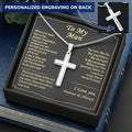 For Your Man - Want Us To Go There Hand In Hand 1 - Cross Customize Engraved Cross Necklace
