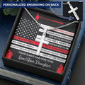 Firefighter Dad Gift- Father's Day Gift For Firefighter- Firefighter Dad Cross Necklace Customize Engraved Cross Necklace