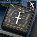 For Your Man - Whenever You Need Support - Cross Customize Engraved Cross Necklace