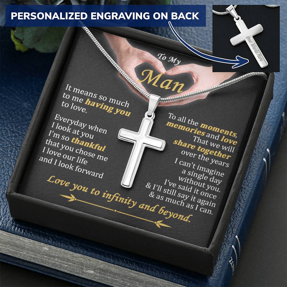 For Your Man - Having You To Love - Cross Customize Engraved Cross Necklace