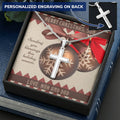 Christmas Blessings To Son Customize Engraved Cross Necklace From Mom And Dad Customize Engraved Cross Necklace