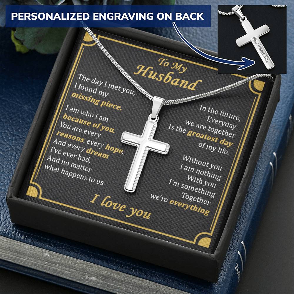 For Husband - Everyday We Are Together - Cross Customize Engraved Cross Necklace