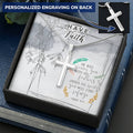 Dad To Son Gifts - He Will Cover You With His Feathers & Under His Wings You Will Find Refuge Customize Engraved Cross Necklace