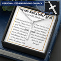 Gift For A Son Affirmation Message With Cross Necklace Customize Engraved Cross Necklace