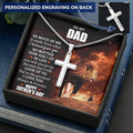 Cross Necklace Gift - Lion Dad Customize Engraved Cross Necklace