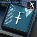 Dad Customize Cross Necklace With Message Card Gift For Father's Day. Customize Engraved Cross Necklace