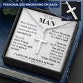 For Your Man - Choose You Over And Over 2 - Cross Customize Engraved Cross Necklace
