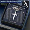 Fathers Day Gift From Baby Customize Father Gift From Baby Hold My Hand Daddy Gift Daddy Customize Engraved Cross Necklace