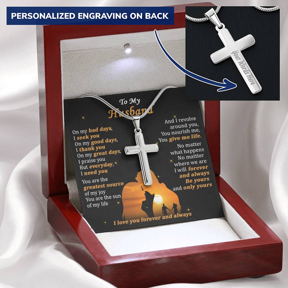 For Husband - I Need You - Cross Customize Engraved Cross Necklace