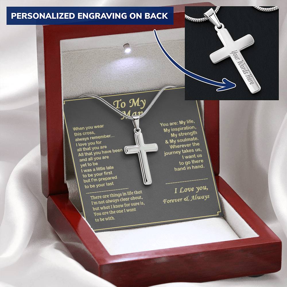 To My Man Cross Necklace 1 Customize Engraved Cross Necklace
