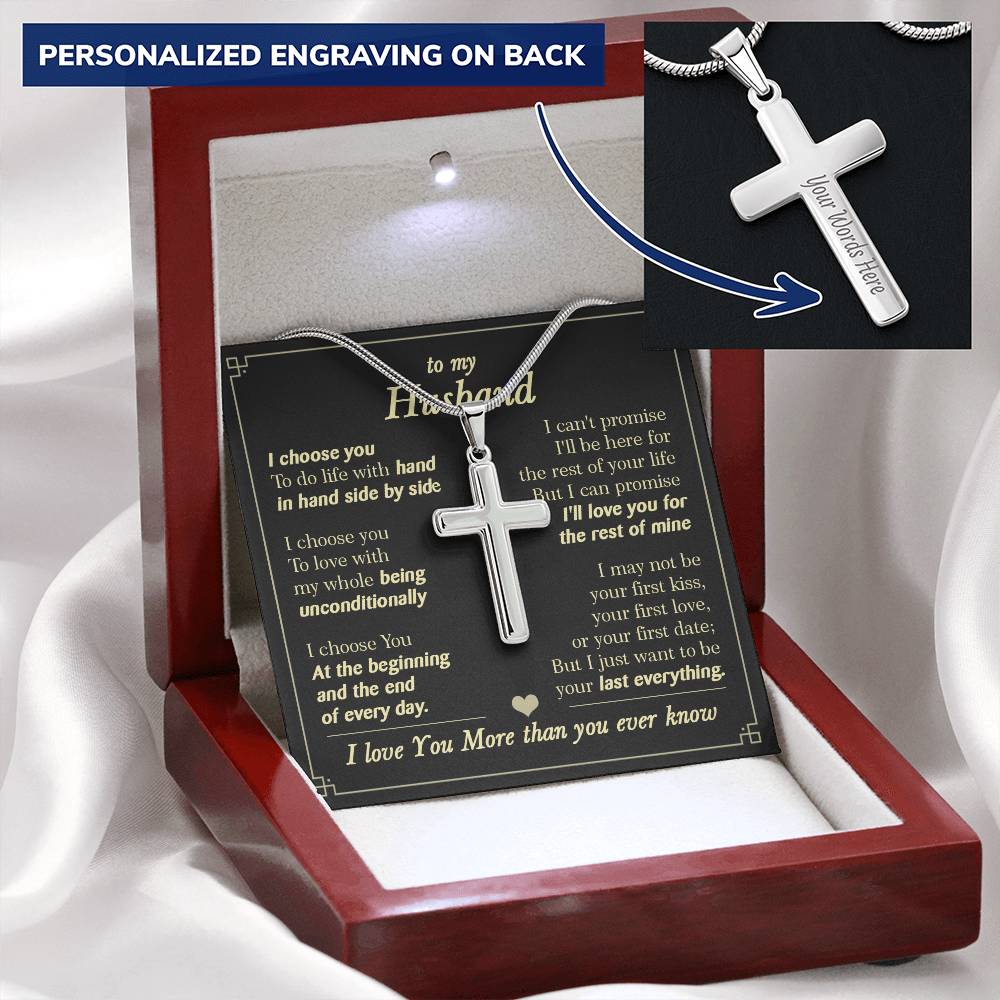 For Husband - Everyday - Cross Customize Engraved Cross Necklace