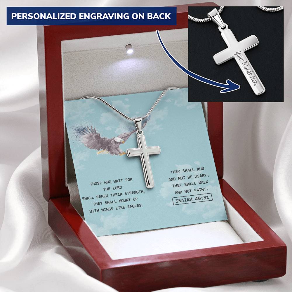 Eagle Cross - Isaiah 4031 Customize Engraved Cross Necklace