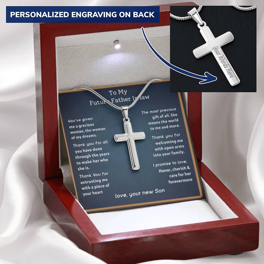 Future Father In Law From Groom - Gracious Woman Customize Engraved Cross Necklace