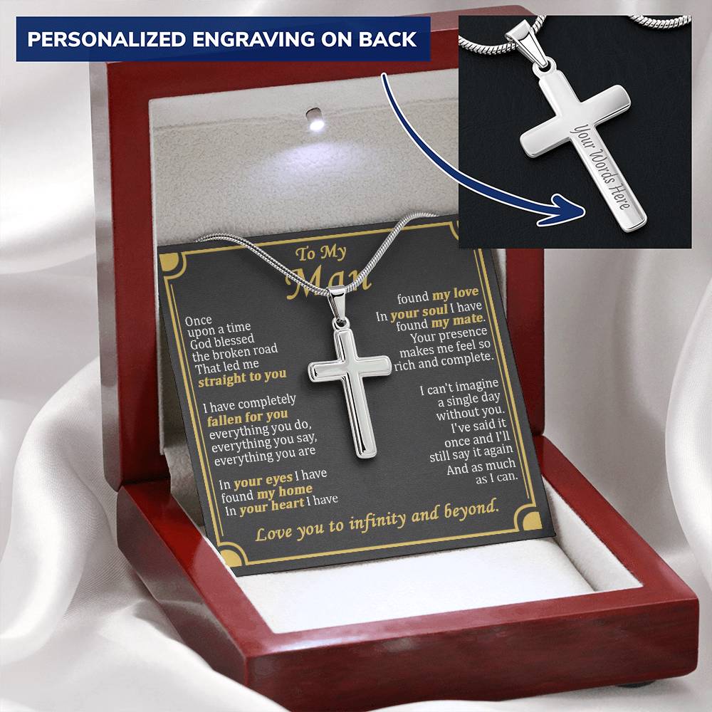 For Your Man - As Much As I Can - Cross Customize Engraved Cross Necklace