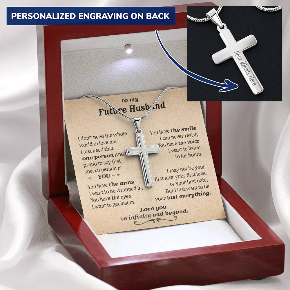 For Future Husband - Special Person - Cross Customize Engraved Cross Necklace