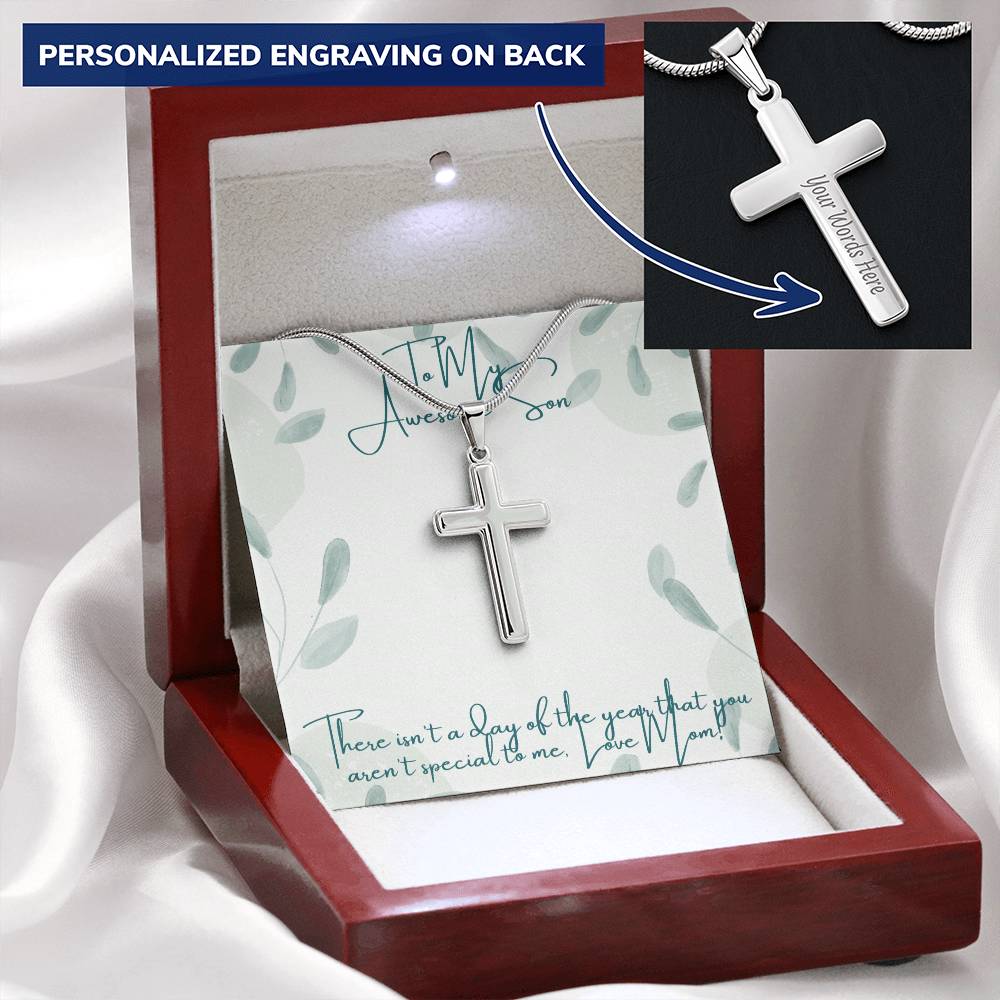 Awesome Son Cross Necklace Customize Engraved Cross Necklace