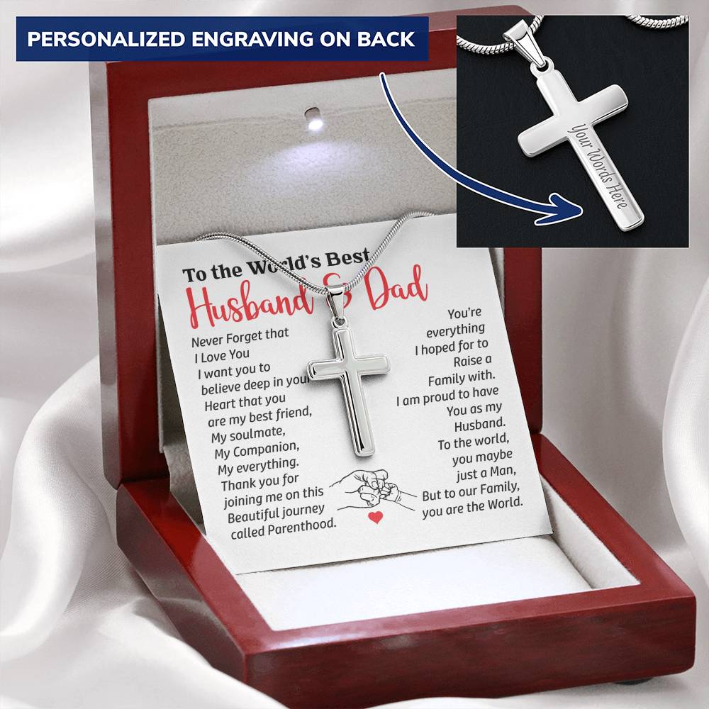 Gift For Husband - Cross Necklace 1 Customize Engraved Cross Necklace
