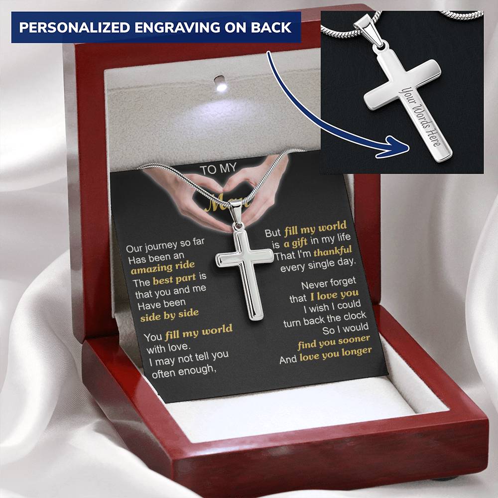 For Your Man - Best Part - Cross Customize Engraved Cross Necklace