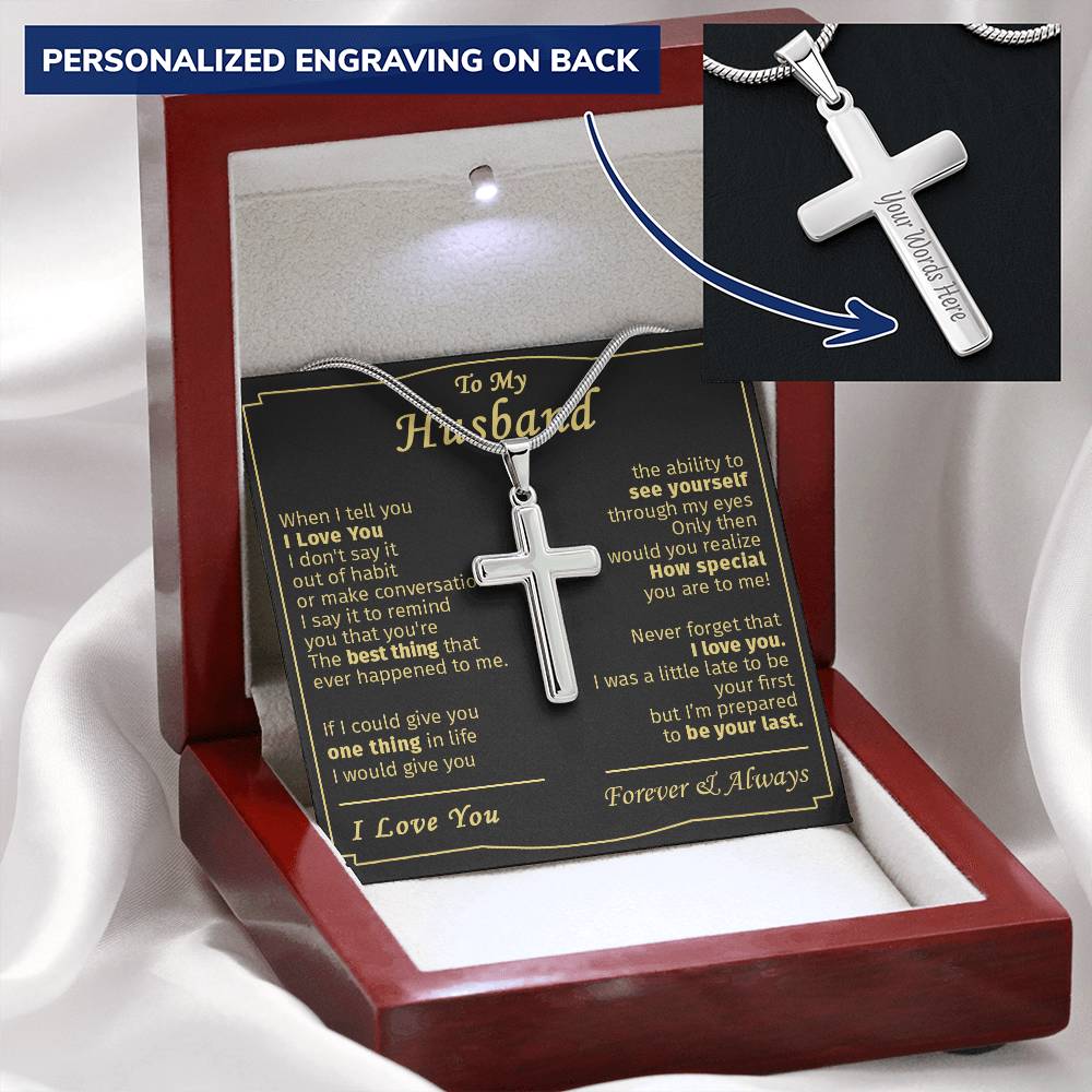 Gift For Husband - Special To Me - Cross Customize Engraved Cross Necklace